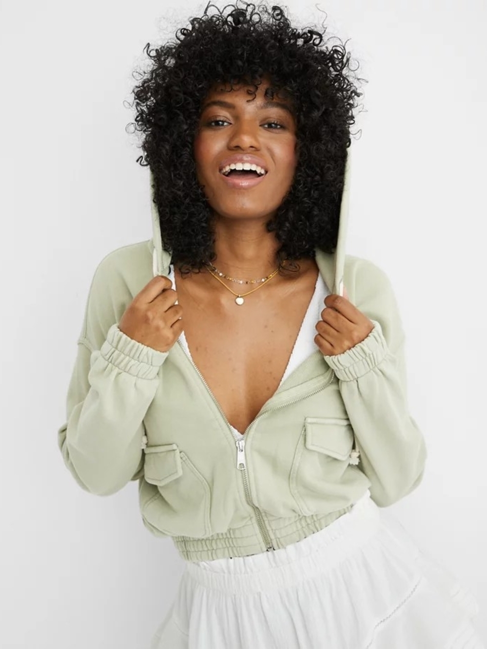 Aerie Cropped Full Zip Hoodie L